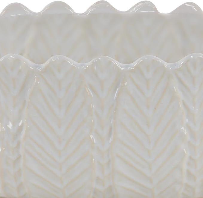 Deco 79 Ceramic Indoor Outdoor Planter Small Planter Pot, Set of 3 Planters 10", 12", 16"W, White