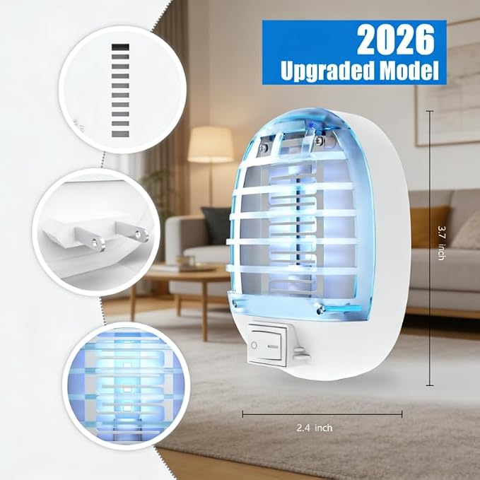 Bug Zapper Indoor, Electronic Fly Trap Insect Killer, Mosquitoes Killer Mosquito Zapper with Blue Lights for Living Room, Home, Kitchen, Bedroom, Baby Room, Office(6 Packs)