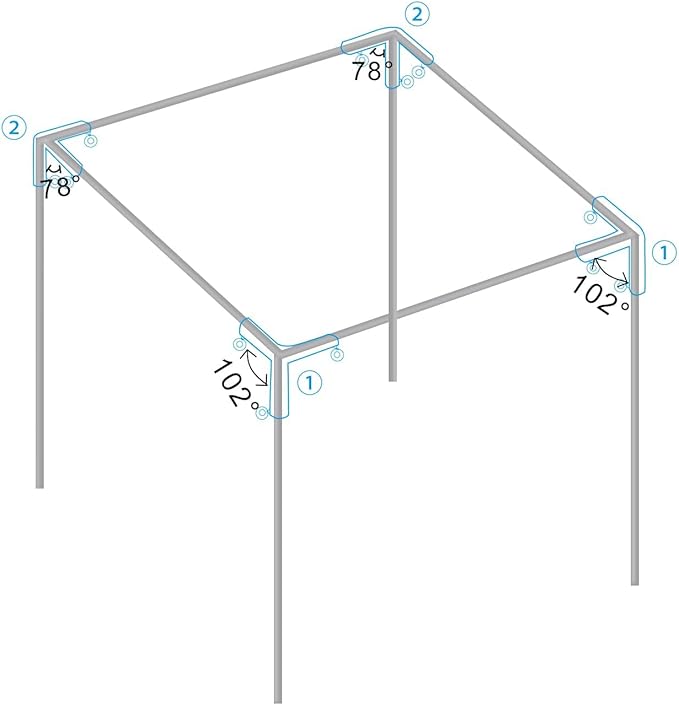 Aoneky 1-3/8 Inch Slant Roof Corner Canopy Fitting Kit, Heavy Duty Metal Frame Connector for DIY Canopy Carport Shed Gazebo Greenhouse, 4 6 8 10 Leg Options (4 Leg Kit)