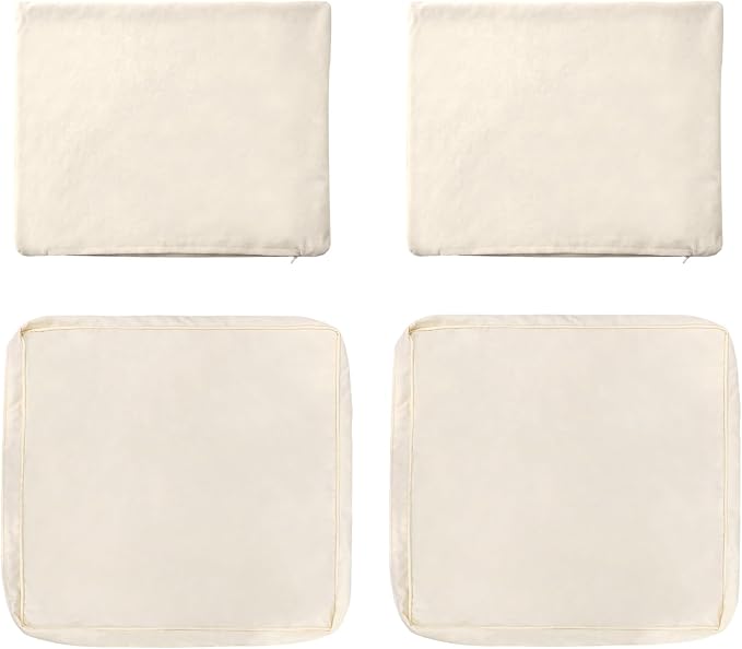 4-Piece Outdoor Patio Cushion Covers, Seat & Back Replacement Set, Covers Only for Patio Furniture, Porch, Deck, Balcony (4Pcs-Beige, 24 * 24 * 4-inch)