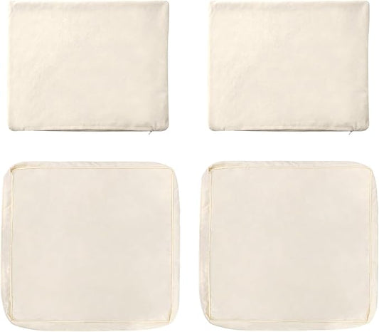 4-Piece Outdoor Patio Cushion Covers, Seat & Back Replacement Set, Covers Only for Patio Furniture, Porch, Deck, Balcony (4Pcs-Beige, 24 * 24 * 4-inch)