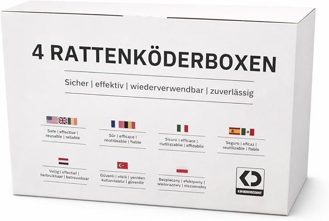 Lockable Rat & Mouse Bait Stations (4-Pack) – Secure Bait Box with Clear Lid & Dual-Entry Design – Weather-Resistant, Reusable (Bait Not Included)