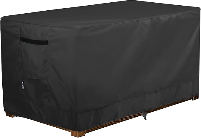 Patio Deck Box Cover Waterproof Outdoor Rectangular Storage Bench Cover 46L x 22W x 24H inch, Black