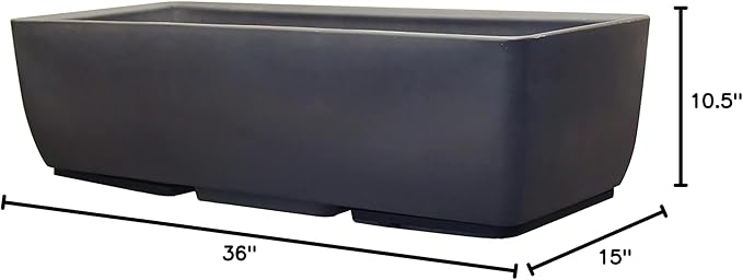 RTS Home Accents 36" Urban Rectangular Garden Planter, Graphite - Durable, Weather-Resistant, and Stylish Planter for Outdoor Gardens, Patios, and Contemporary Spaces