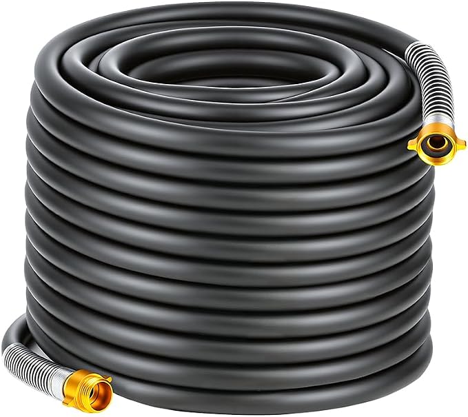 Garden Hose 5/8" x 100ft 4-Layer Heavy Duty Hose with 800 PSI Burst Pressure – Kink Resistant Flexible All-Weather Outdoor Hose for Yard Car Wash Pets Black