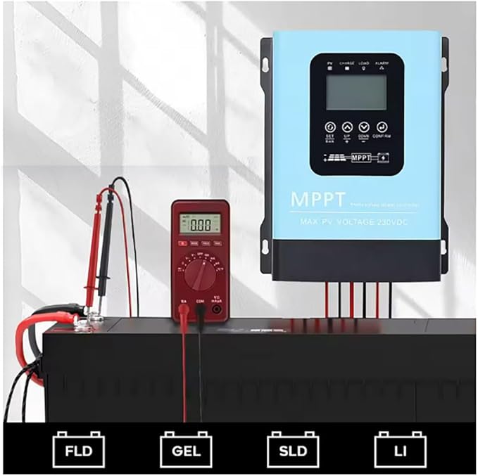 60A MPPT Solar Charge Controller,12V 24V 36V 48V 60V 72V 84V 96V Solar Battery Regulator PV Max 230V for Sealed Lead Acid Gel and Li Battery