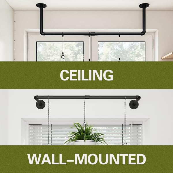 Galood 2Pc Hanging Planters for Indoor Plants Plant Hanger Indoor Hanging Plant Holder Black Metal Rod(Pot/Chain/Plant not Included