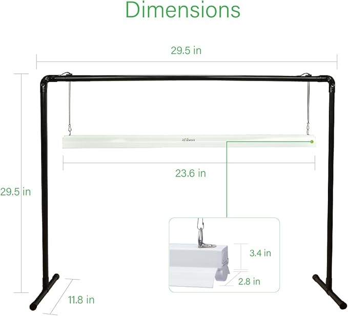 2 feet LED Grow Light Stand for Seedling,Iron Pipe Frame,with Natural White Light Full Spectrum LED Plant Growing Lamp, Light Height Ajustable,with Timer Outlet