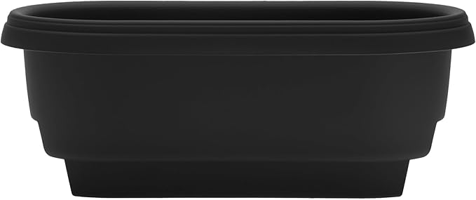 Bloem 24" Plastic Deck Rail Planter, 9" H x 24" L x 12" W, Fits Rail Sizes Between 4.75 to 5.75" Wide, Black, 2-Pack