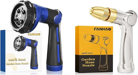 FANHAO High Pressure Spray Nozzle with Thumb Control+Heavy Duty Garden Hose Nozzle