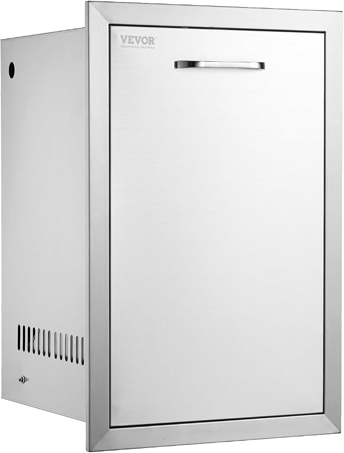 VEVOR Outdoor Kitchen Trash Drawer 16"W x 24.4"H x 16"D Inch, Outdoor Kitchen Propane Tank Drawer, Stainless Steel Pull Out Trash Drawer, with Handle for BBQ Island Trash Bin, Trash Can Pull Out