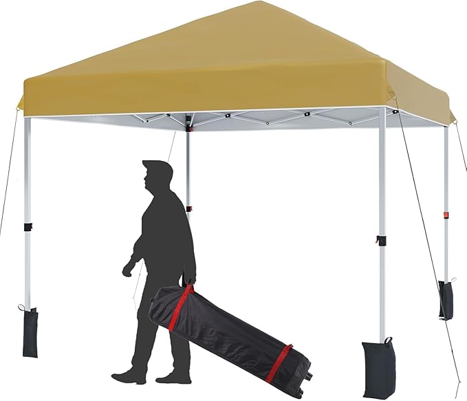 10 x 10 Ft Outdoor Canopy Tent,Pop Up Beach Canopy Tent for Events 3 Adjustable Heights with Wheeled Bag, 8 Stakes, 4 Ropes, Portable with Easy Setup Shelter for Events, Parties, Camping