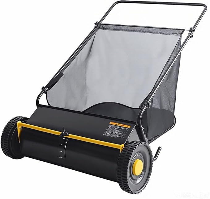 21" Manual Lawn Sweeper with 4-Brush System, 3.5 Cu.ft. Collector Bag, Adjustable Height for Leaves, Grass & Yard Debris