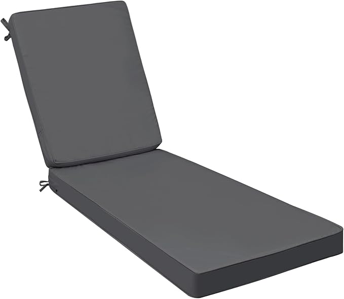 AAAAAcessories Outdoor Chaise Lounge Cushions, Fade-Resistant, Waterproof Patio Furniture Replacement Cushions, 80" x 26" x 3", Dark Gray