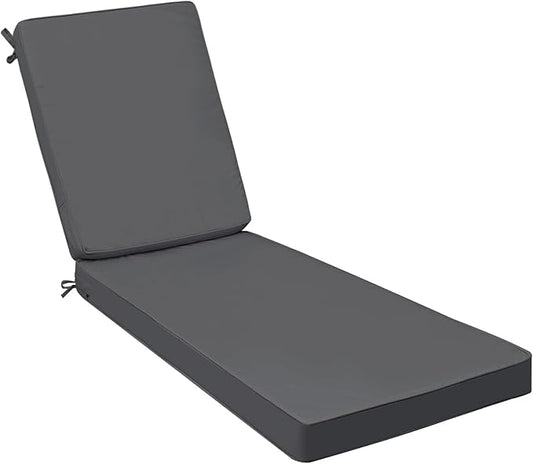 AAAAAcessories Outdoor Chaise Lounge Cushions, Fade-Resistant, Waterproof Patio Furniture Replacement Cushions, 80" x 26" x 3", Dark Gray