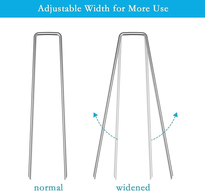 RAOOKIF 12 Inch Galvanized Garden Landscape Staples, 200Pcs Garden Metal Stakes, 11 Gauge Heavy Duty Ground Stakes for Decoration, Fence, Lawn, Fabric Pins