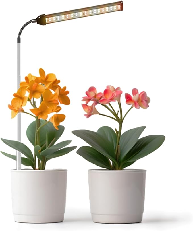 Juhefa Grow Light for Indoor Plants Growing, 6000K Full Spectrum Gooseneck Plant Lamp for Seedings Succulents Small Plants, 5 Dimming & 4/8/12/18H Timer (1 Pack)