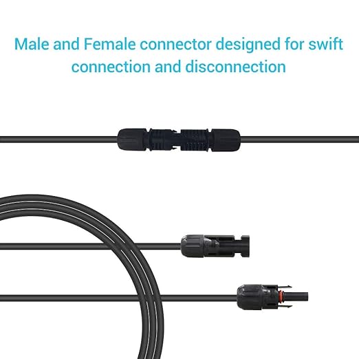 Renogy 40Ft 10AWG Solar Panel Extension Cable, black