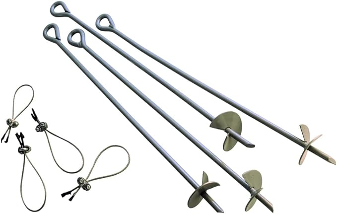 ShelterLogic 8' x 10' x 5' Small Round Livestock Shelter Kit with ShelterAuger 4-Piece 30-Inch Reusable Heavy Duty Steel Earth Auger Anchor Kit