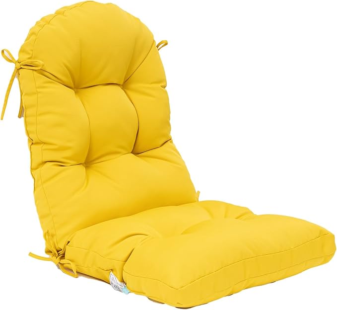 QILLOWAY Outdoor High Back Chair Cushion for Adirondack, All Weather Rocking Chair Cushions Thick Padded Replacement for Patio Furniture,Yellow