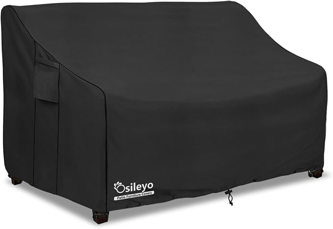 Patio Sofa Covers,100% Waterproof 2-Seater Outdoor Loveseat/Bench Cover,Patio Furniture Covers,85" Wx 38" Dx 35" H Black
