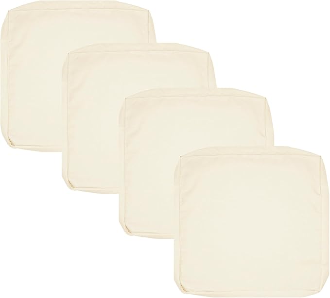 FLYMEI Patio Cushion Covers 24x22x4 Waterproof Outdoor Cushion Cover Replacement 4Packs Outdoor Seat Cushion Slipcover for Rattan Chair Sofa, Ivory