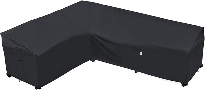 Heavy Duty Outdoor Sectional Sofa Cover, 83"X104" Waterproof 600D Patio Sectional Couch Cover, Lawn Patio Furniture Cover (Midnight Black, L-Shaped-Left Facing-83 x104)
