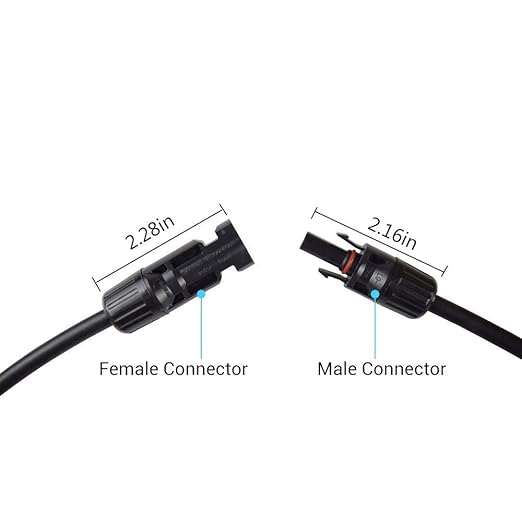 Renogy 40Ft 10AWG Solar Panel Extension Cable, black