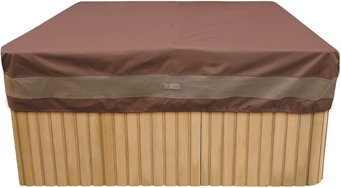 DUCKCOVERS® Ultimate Water-Resistant 94 Inch Square Hot Tub Cover Cap, Outdoor Spa Cover