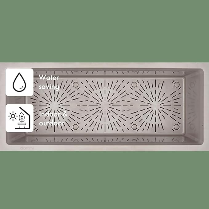 Deroma Gravity Planter | 23” x 10” x 10" Rectangle | Light & Durable Plastic | Includes Water Reserve & Drainage Plug | Pot for Plants, Flowers, Garden | Sand