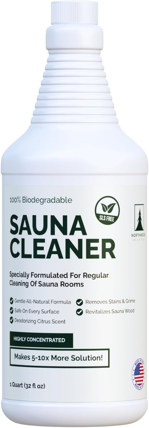 Northwood Sauna - Sauna Cleaner - Natural Wood Cleaner & Deodorizer - Makes 10x More Solution - 1 Quart (32 Fl Oz)