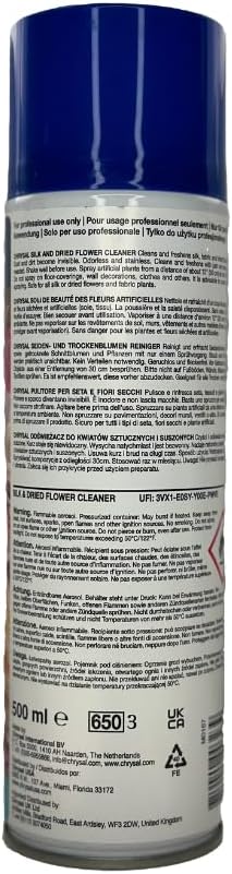 Chrysal Silk & Dried Flowers Cleaner Spray (14.8 oz) - Floral Supplies For Artificial Plants - Flower Arrangements Supplies - Ideal Florist Supplies – Artificial Plant accessories - Silk Plants Cleane