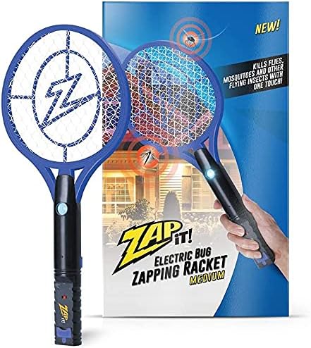ZAP IT! Rechargeable Electric Fly Swatter Racket - 4,000-Volt Mosquito Zapper with USB Charging and LED Light - Large - Safe 3-Layer Mesh Bug Zapper Racquet for Indoors and Outdoors - Yellow