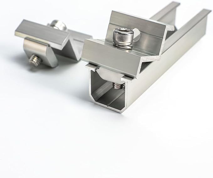Solar Panel Mounting Brackets Mid and End Clamps and Rails Kit for Roofing Solar Panels of Multiple Sized,Mounting Clamp for Solar Panels Mount PV Modules Fixing Rooftop Installation Support