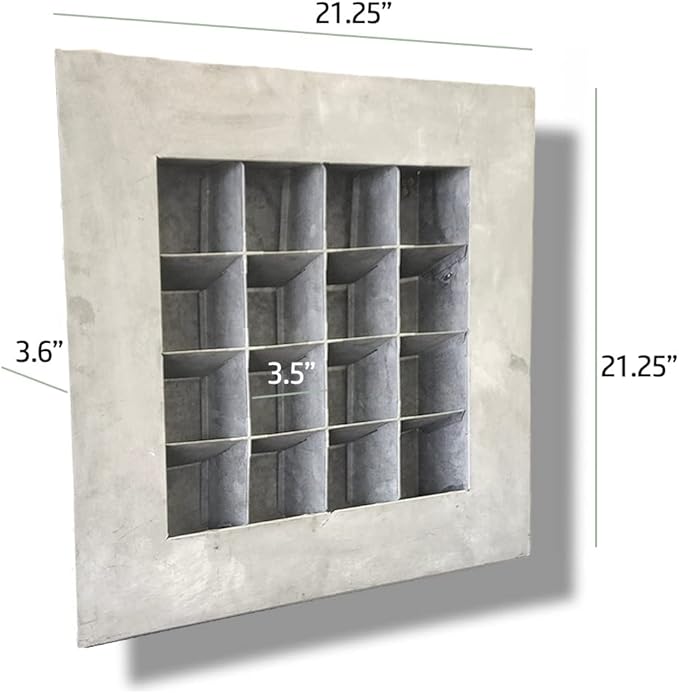 Modern Home Living Wall Galvanized Steel/Zinc Succulent Planter, Wall Mounted Garden Pocket Planter (16 Pocket, Aged Zinc)