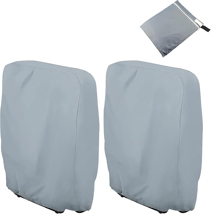 Uranshin Outdoor Folding Chair Covers 2PCS, Zero Gravity Chair Covers Waterproof, Sturdy Folding Patio Chair Covers with Storage Bag, Outdoor Chair Covers All Weather, 28" W x 13" D x 43" H, Grey