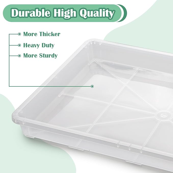 RooTrimmer Clear Seed Starter Trays 5 Pack(17"x11"x2"), Reusable Plastic Carrying Seedling & Nursery Trays, Durable Flat Pots Trays, Transparent Square Tray for Planting and Collecting Drainage Water