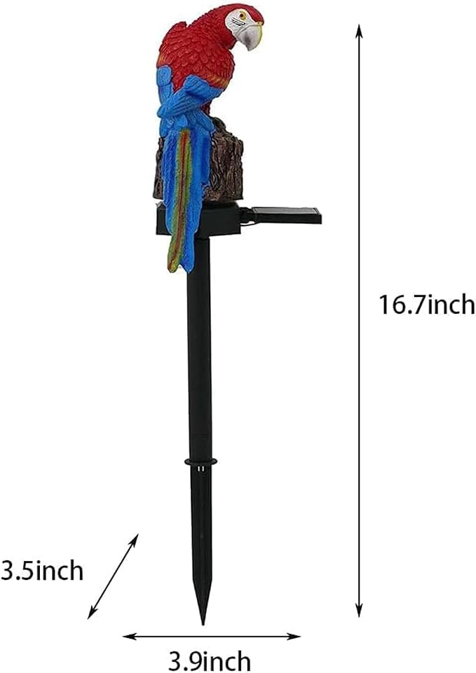 Parrot Decor Garden Solar Light Cute Figurine Animal Outdoor Stakes Decorative Waterproof LED Decorations for Patio Yard Decoration Porch Lawn Ornaments Red