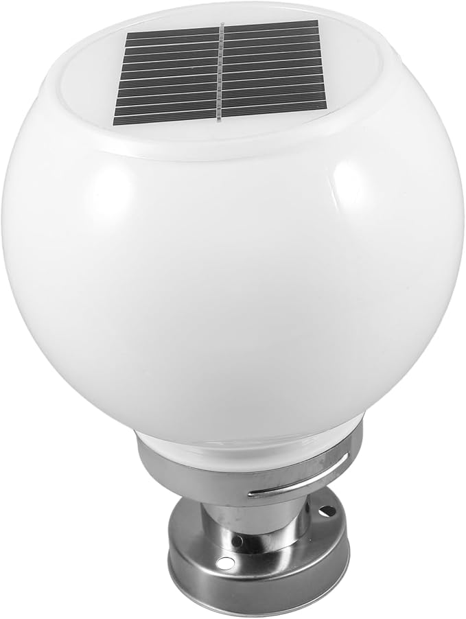 SOLUSTRE Solar Wall Pillar Lamp Outdoor 10.03X7.87In Round Ball Led Post Light Waterproof Solar Powered Landscape Lighting for Garden Patio Fence