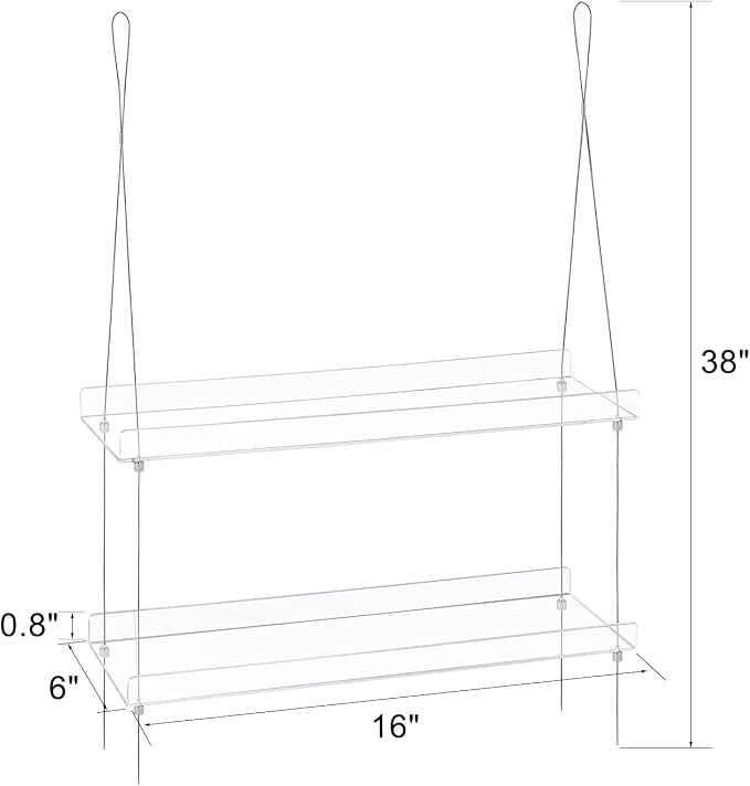 Sumerflos 2-Tier Acrylic Window Boxes Plant Shelves for Window of Kitchen, Bedroom, Living Room, 16 Inch Wall Flower Double Hanger Boxes Adjustable Hanging Shelves for Indoor Plants, Succulents