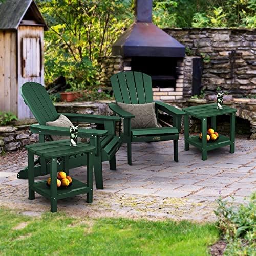 SERWALL Adirondack Table Outdoor Side Table Set of 2- Green
