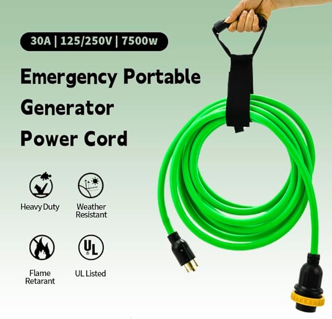 30 Amp 10 Feet Generator Extension Cord L14-30P to L14-30R Twist Locking with Adapter, Heavy Duty RV/Generator Power Extension Cord, ETL Listed (10FT)