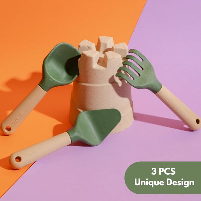 ChildGen Gardening Tools Set, Mini Tools for Shaping Play Sand & Sensory Play, Creative Outdoor & Indoor Fun for Kids, Bioplastic Toy from Olive Pits