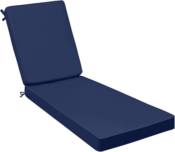 AAAAAcessories Outdoor Chaise Lounge Cushions, Fade-Resistant, Waterproof Patio Furniture Replacement Cushions, 80" x 26" x 3", Navy Blue