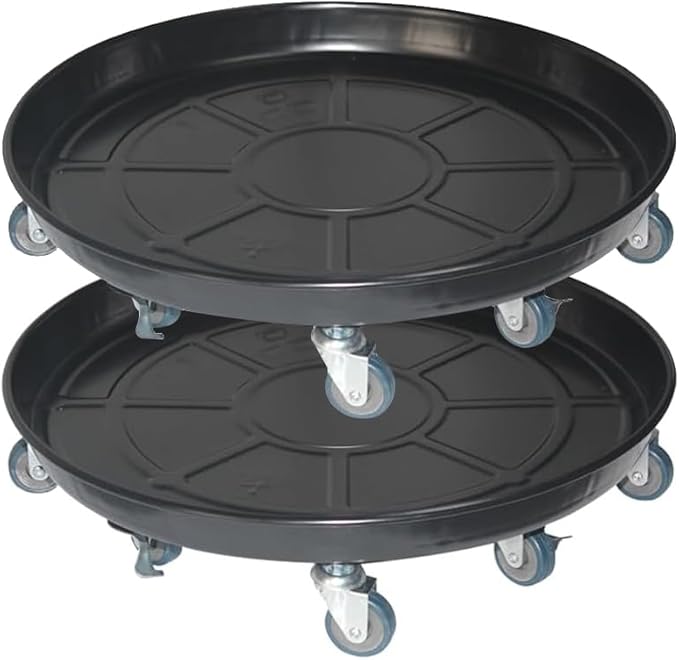2 Pack 20" Heavy Duty Plant Dolly with Wheels, 380lbs Metal Rolling Plant Stand with Casters, Round Wheeled Planter Caddy Roller Base Carry Potted Tree Flower Pot for Indoor Outdoor Garden, Black