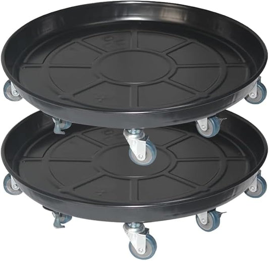 2 Pack 20" Heavy Duty Plant Dolly with Wheels, 380lbs Metal Rolling Plant Stand with Casters, Round Wheeled Planter Caddy Roller Base Carry Potted Tree Flower Pot for Indoor Outdoor Garden, Black