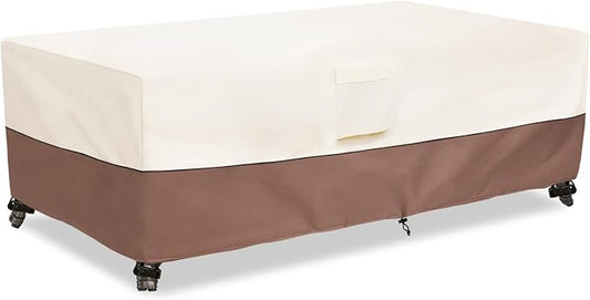 okcool Outdoor Coffee Table Cover,Waterproof Rectangular Patio Small Side Table Cover,48 x 28 x 16 inch, Outdoor Table Covers Waterproof Rectangle,Beige & Brown