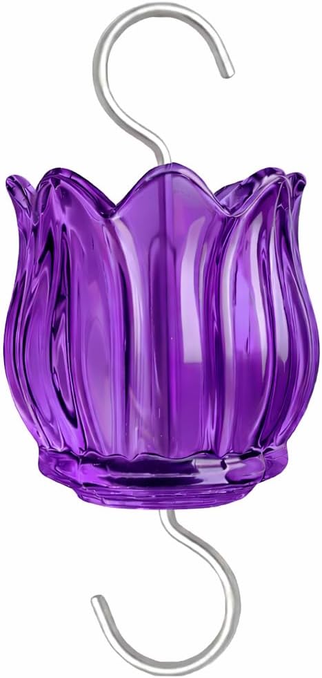 Glass Ant Moat for Hummingbird Feeder - 3 OZ Purple Tulip Insect Guard with Large Capacity