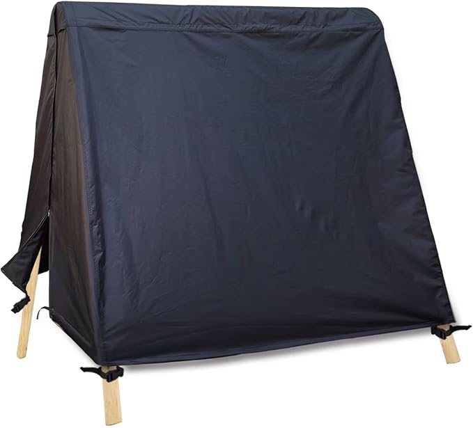 Patio Swing Cover A-Frame Swing Covers Waterproof 3 Seat UV Resistant Weather Protector for Outdoor Courtyard Patio Furniture (72x67x55inch) Black