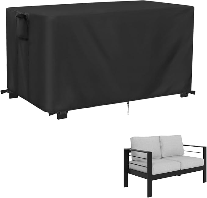 Kingling Outdoor Bench Cover for 2-Seat Aluminum Patio Sofa- Patio Sofa Covers Waterproof for Outdoor Seating Loveseat Covers Heavy Duty Couch Cover-50 L x 26" W x 25" H Inch(Black)